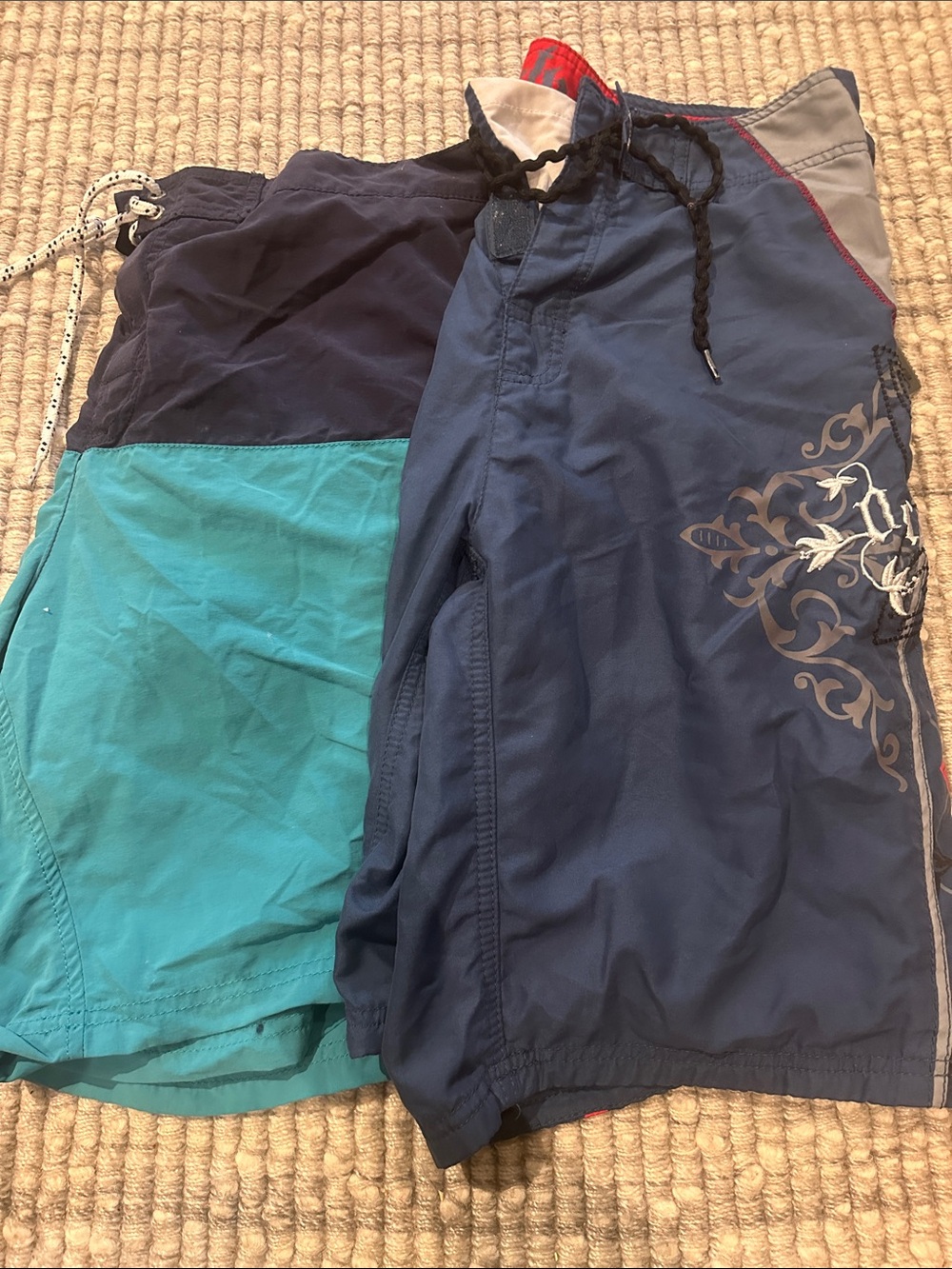 Blue and Teal Men's Swim Trunks
